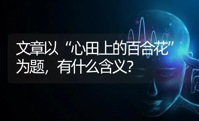 文章以“心田上的百合花”为题，有什么含义？ | 绿植常识