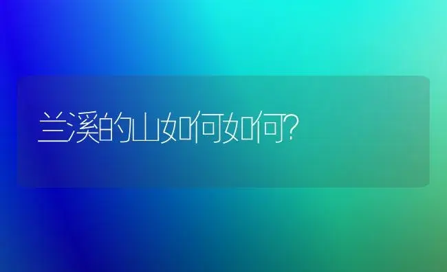 兰溪的山如何如何？ | 多肉养殖
