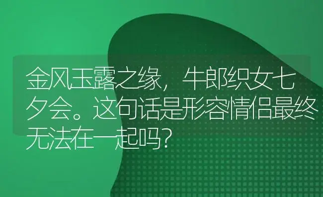 金风玉露之缘,牛郎织女七夕会。这句话是形容情侣最终无法在一起吗？ | 多肉养殖