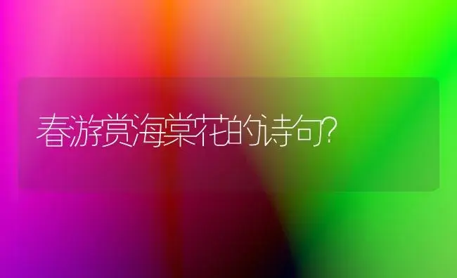 春游赏海棠花的诗句？ | 绿植常识