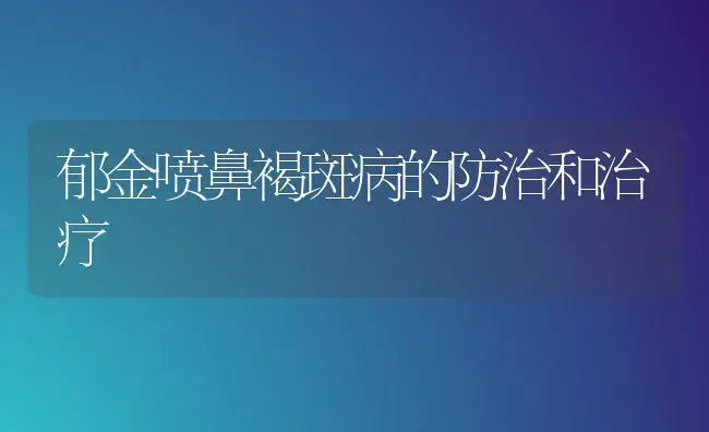 郁金喷鼻褐斑病的防治和治疗 | 家庭养花