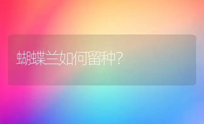 蝴蝶兰如何留种？ | 绿植常识