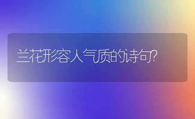 兰花形容人气质的诗句？ | 绿植常识