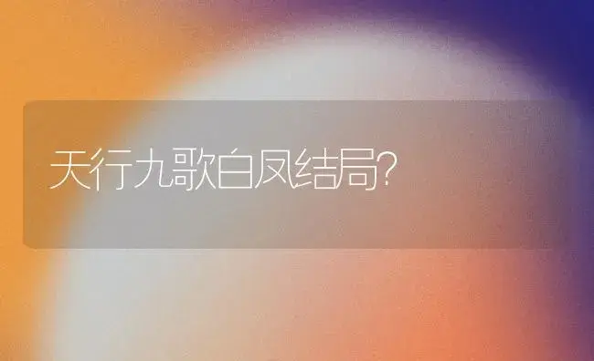 天行九歌白凤结局？ | 多肉养殖