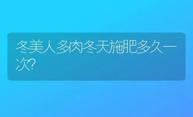 冬美人多肉冬天施肥多久一次？ | 多肉养殖