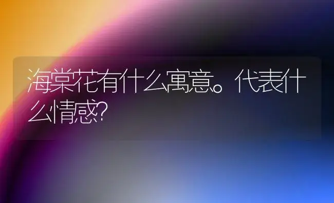 海棠花有什么寓意。代表什么情感？ | 绿植常识