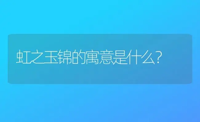 虹之玉锦的寓意是什么？ | 多肉养殖