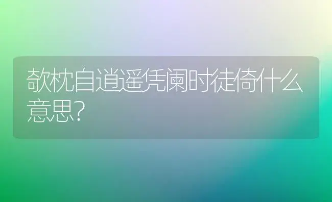 欹枕自逍遥凭阑时徒倚什么意思？ | 多肉养殖