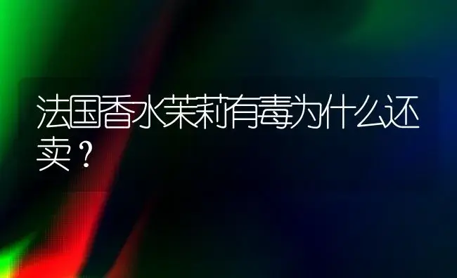 法国香水茉莉有毒为什么还卖？ | 绿植常识