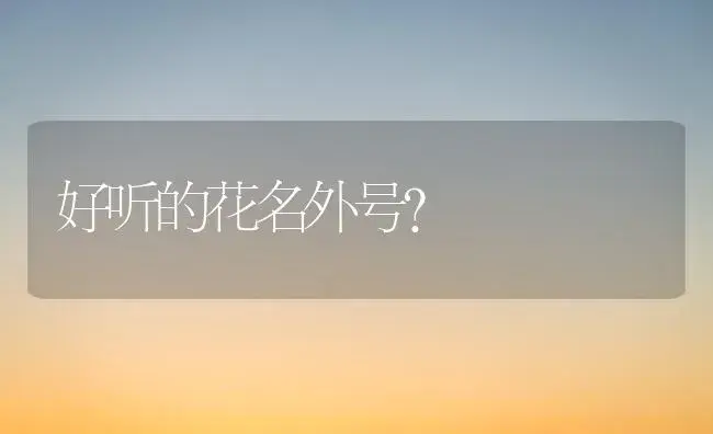 好听的花名外号？ | 绿植常识