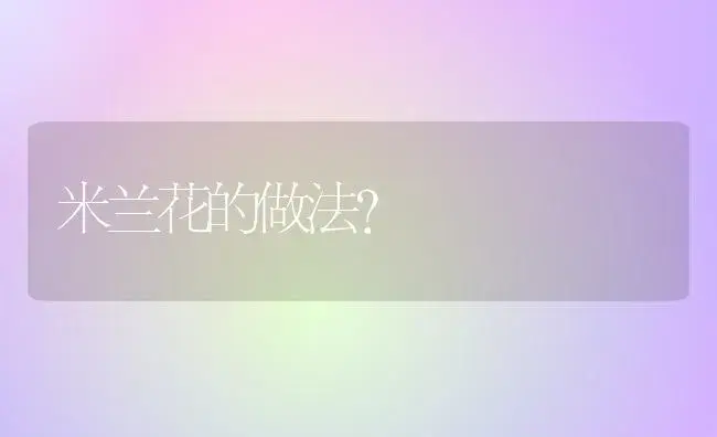 米兰花的做法？ | 绿植常识