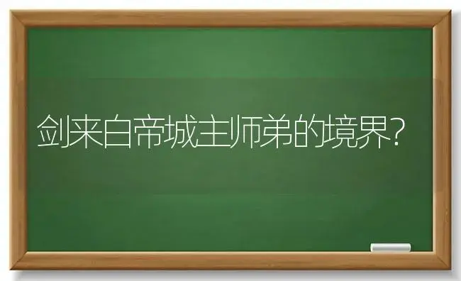 剑来白帝城主师弟的境界？ | 多肉养殖