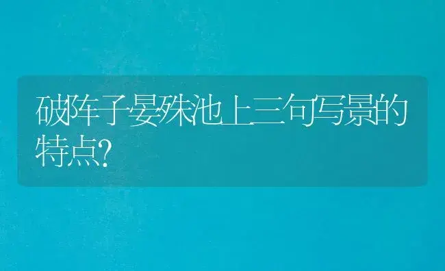 破阵子晏殊池上三句写景的特点？ | 绿植常识