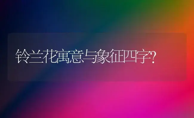 铃兰花寓意与象征四字？ | 绿植常识