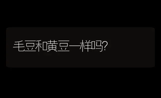 毛豆和黄豆一样吗？ | 农作物种植