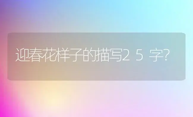 迎春花样子的描写25字？ | 绿植常识