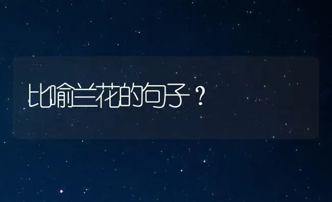 比喻兰花的句子？ | 绿植常识