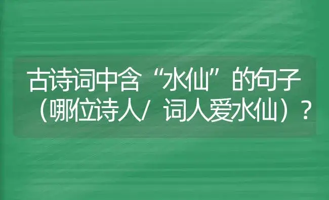 古诗词中含“水仙”的句子（哪位诗人/词人爱水仙）？ | 绿植常识