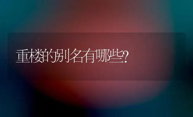 重楼的别名有哪些？ | 药材种植