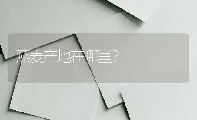 燕麦产地在哪里？ | 农作物种植