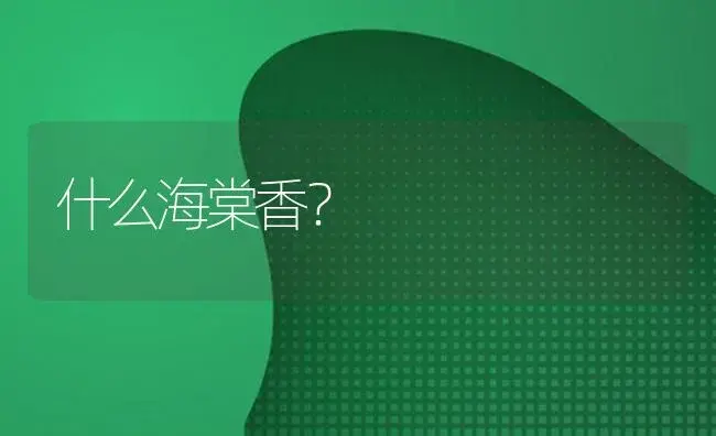 什么海棠香？ | 绿植常识