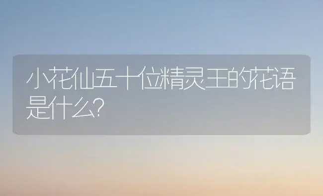 小花仙五十位精灵王的花语是什么？ | 绿植常识