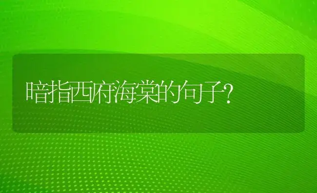 暗指西府海棠的句子？ | 绿植常识