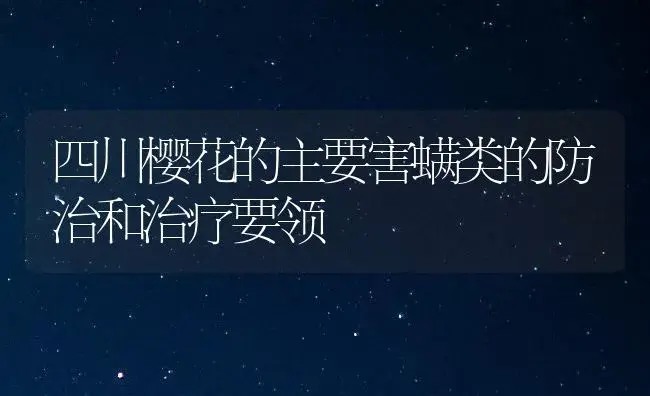 四川樱花的主要害螨类的防治和治疗要领 | 家庭养花