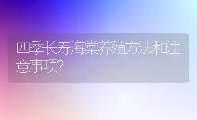 四季长寿海棠养殖方法和注意事项？ | 绿植常识