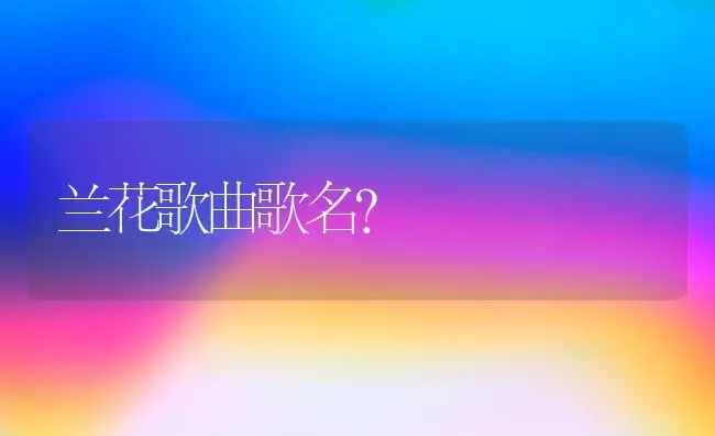 兰花歌曲歌名？ | 绿植常识