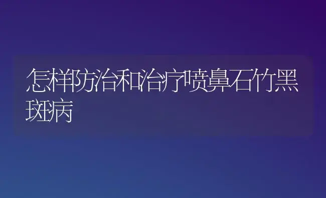 怎样防治和治疗喷鼻石竹黑斑病 | 家庭养花