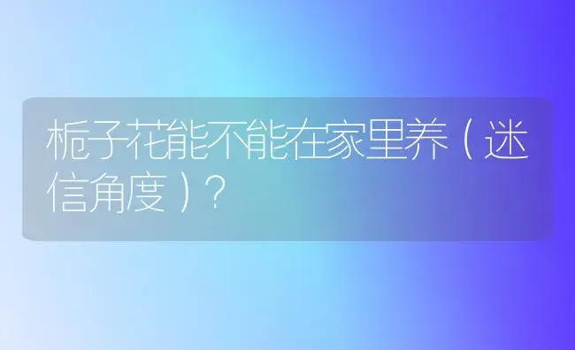 栀子花能不能在家里养（迷信角度）？ | 绿植常识