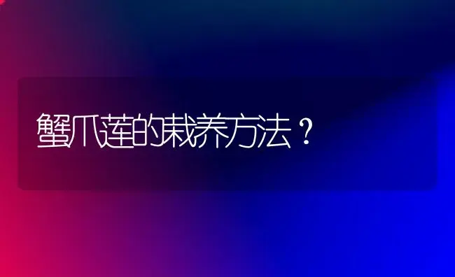 蟹爪莲的栽养方法？ | 多肉养殖