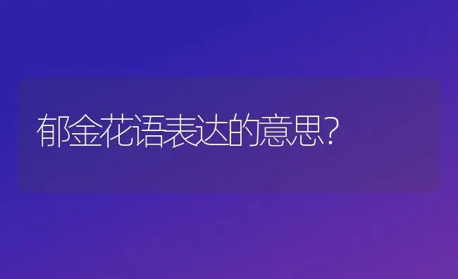 郁金花语表达的意思？ | 绿植常识