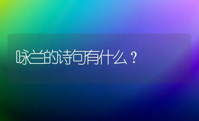 咏兰的诗句有什么？ | 绿植常识