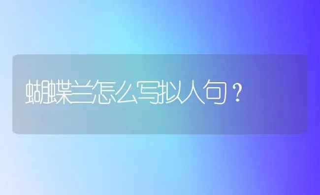 蝴蝶兰怎么写拟人句？ | 绿植常识