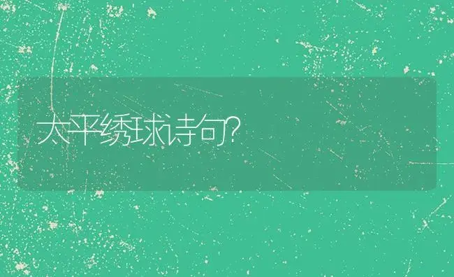 太平绣球诗句？ | 绿植常识