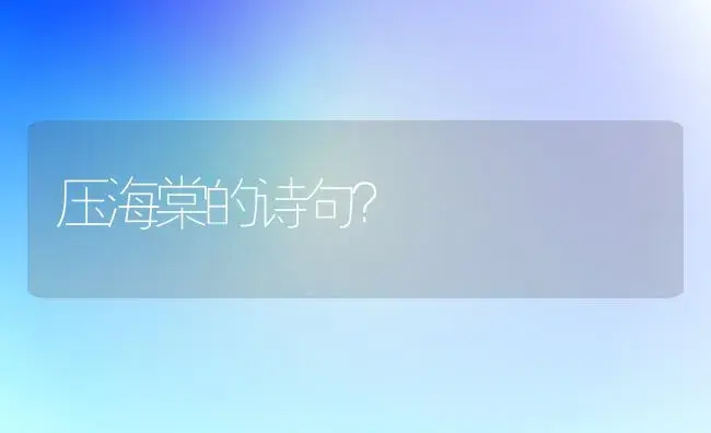 压海棠的诗句？ | 绿植常识