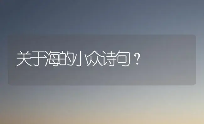 关于海的小众诗句？ | 绿植常识