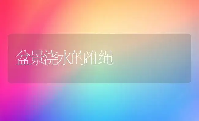 盆景浇水的准绳 | 家庭养花