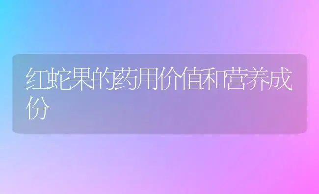 红蛇果的药用价值和营养成份 | 果木种植