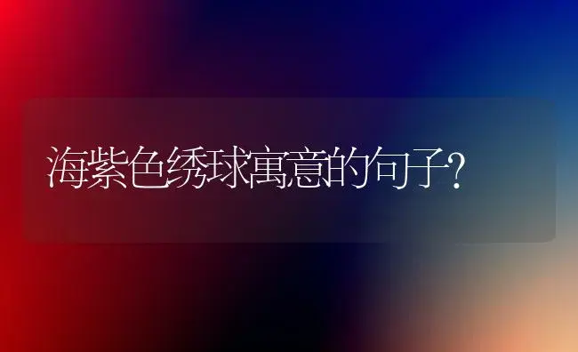 海紫色绣球寓意的句子？ | 绿植常识