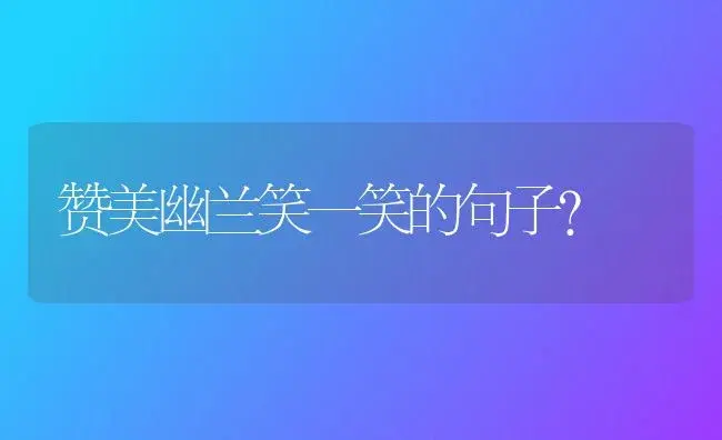 赞美幽兰笑一笑的句子？ | 绿植常识