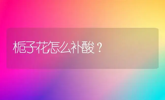 栀子花怎么补酸？ | 绿植常识