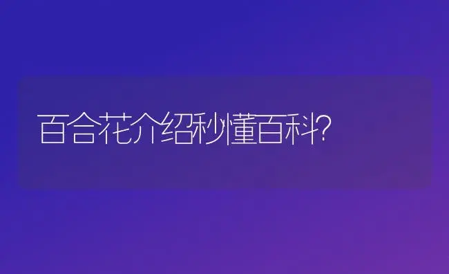 百合花介绍秒懂百科？ | 绿植常识