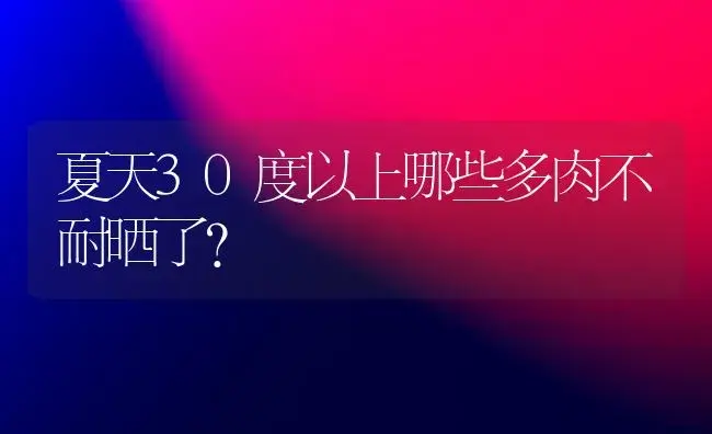 夏天30度以上哪些多肉不耐晒了？ | 多肉养殖