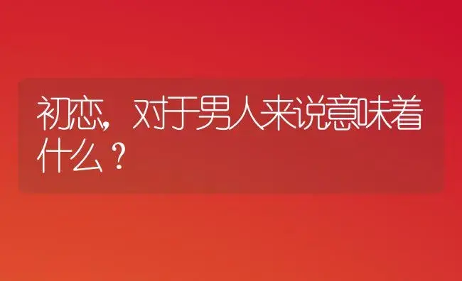 初恋,对于男人来说意味着什么？ | 多肉养殖