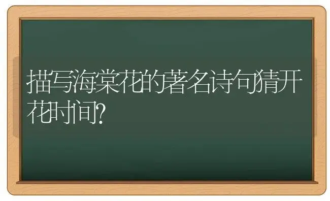 描写海棠花的著名诗句猜开花时间？ | 绿植常识