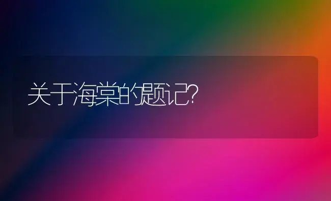 关于海棠的题记？ | 绿植常识