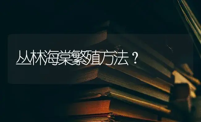 丛林海棠繁殖方法？ | 绿植常识